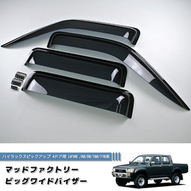 TOYOTA HILUX 5th Gen N80 N90 N100 N110 (Double Cab) Dark Smoke Wind deflectors Window Visor [mgt4d-big-ds]